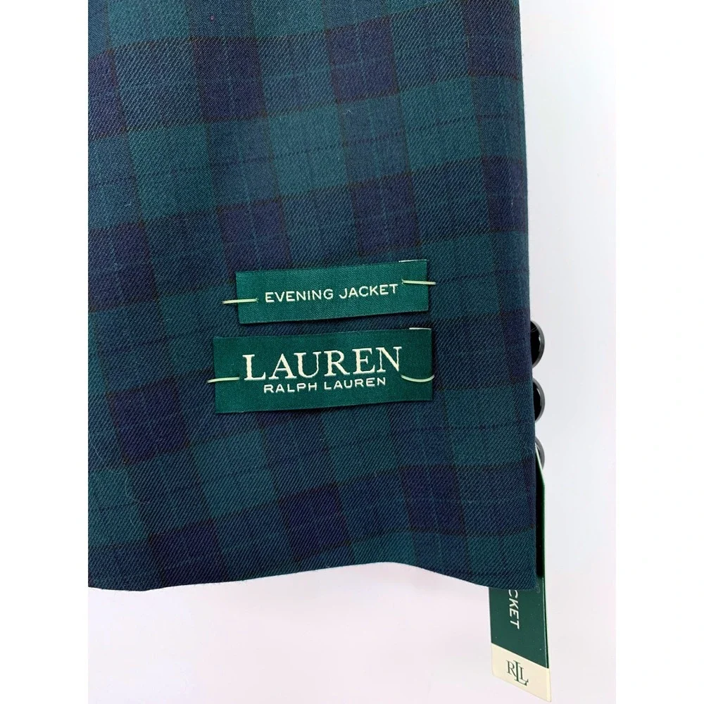 Ralph Lauren Blazer Jacket Boys 10R Green Blue Plaid Tuxedo Christmas NEW